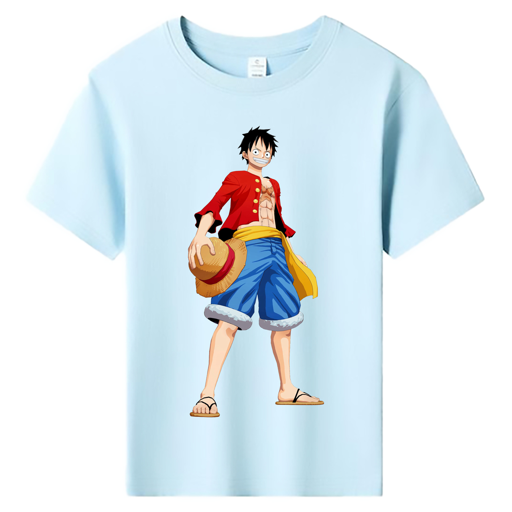 ワンピース モンキー・D・ルフィ ONE PIECE Monkey D. Luffy 綿100％キッズTシャツ（フロントプリント）
